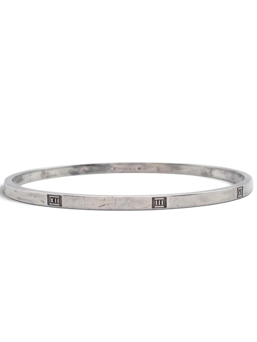 Tiffany And Co Atlas Bangle Sterling Silver Roman Numeral Bracelet 925 Full Set